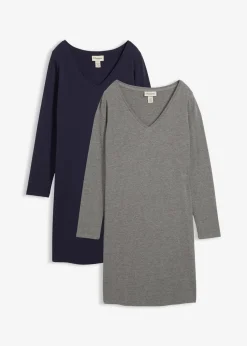 Jerseykleid mit V-Ausschnitt (2er Pack)