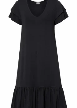 Jerseykleid mit Volant aus Viskose-Mix