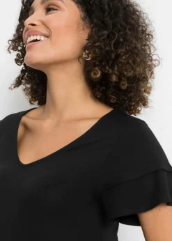 Jerseykleid mit Volant aus Viskose-Mix