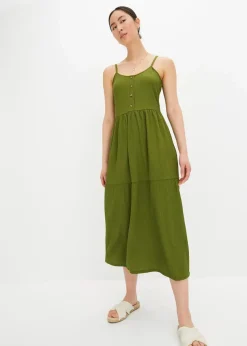 Jersey-Kleid mit Volants und dekorativer Knopfleiste