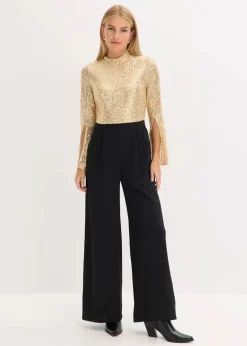 Jersey-Overall mit Pailletten