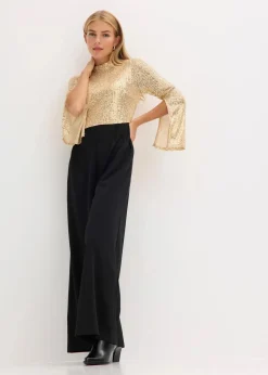 Jersey-Overall mit Pailletten