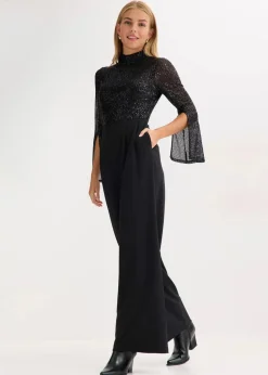 Jersey-Overall mit Pailletten