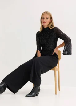 Jersey-Overall mit Pailletten