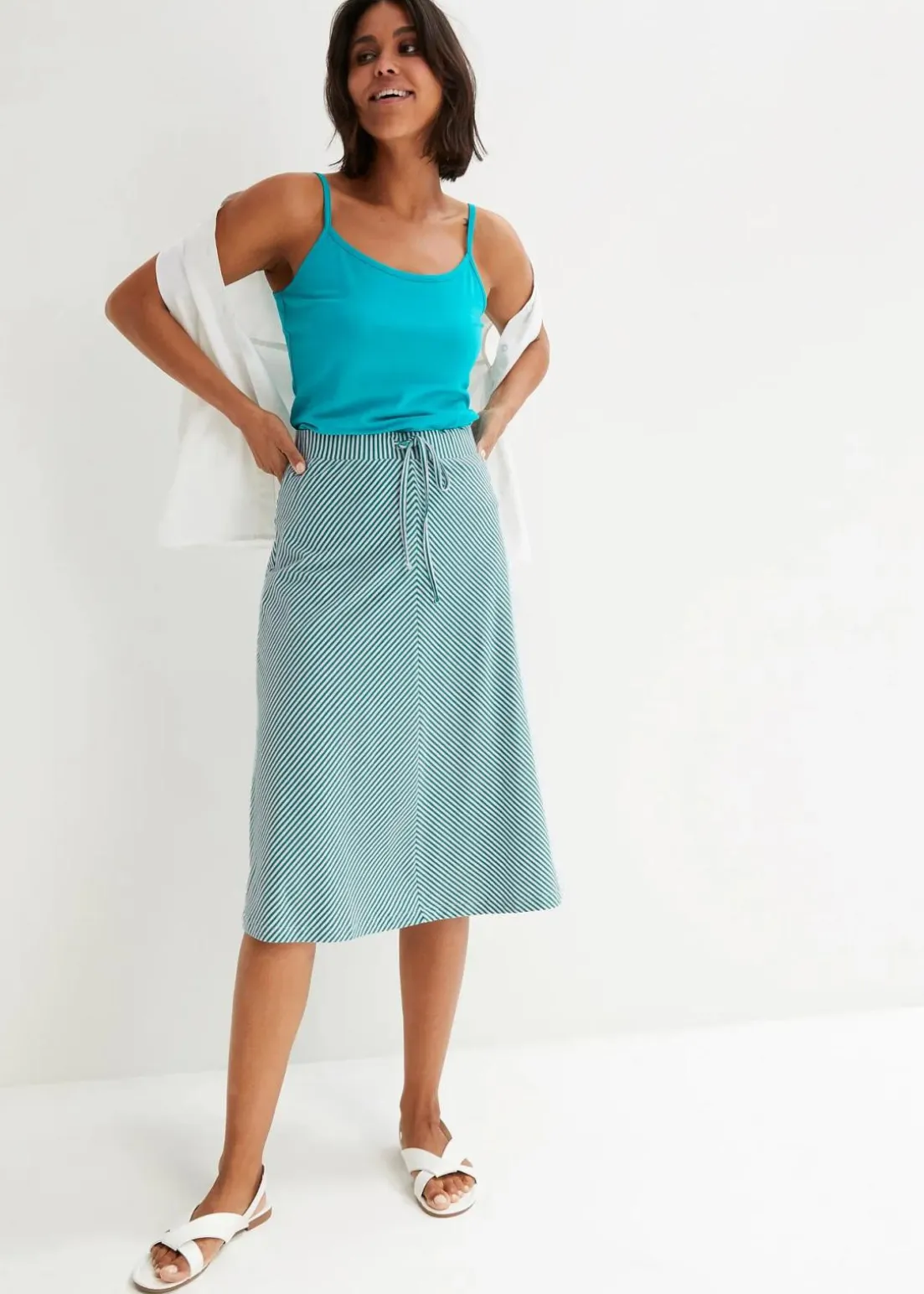 Jersey-Rock mit Streifen, knieumspielend