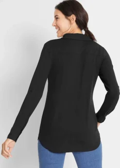 Jersey-Shirtbluse, lang
