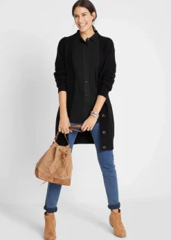 Jersey-Shirtbluse, lang