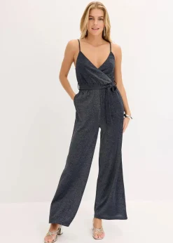 Jumpsuit aus leichter Viskose mit Glitzer