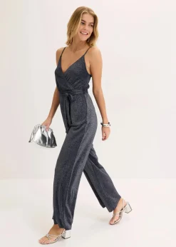 Jumpsuit aus leichter Viskose mit Glitzer