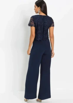 Jumpsuit aus softem Scuba mit Spitze