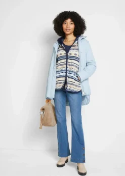 Kapuzen-Fleecejacke mit Norweger-Muster