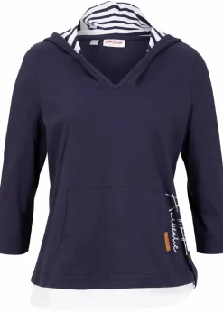 Kapuzen-Shirt, 3/4-Arm aus reiner Baumwolle