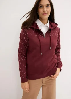 Kapuzensweatshirt mit Reißverschluss aus reiner Baumwolle