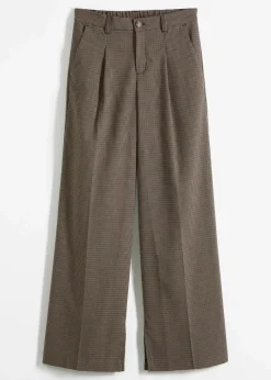 Karierte Bundfaltenhose mit abnehmbarer Kette