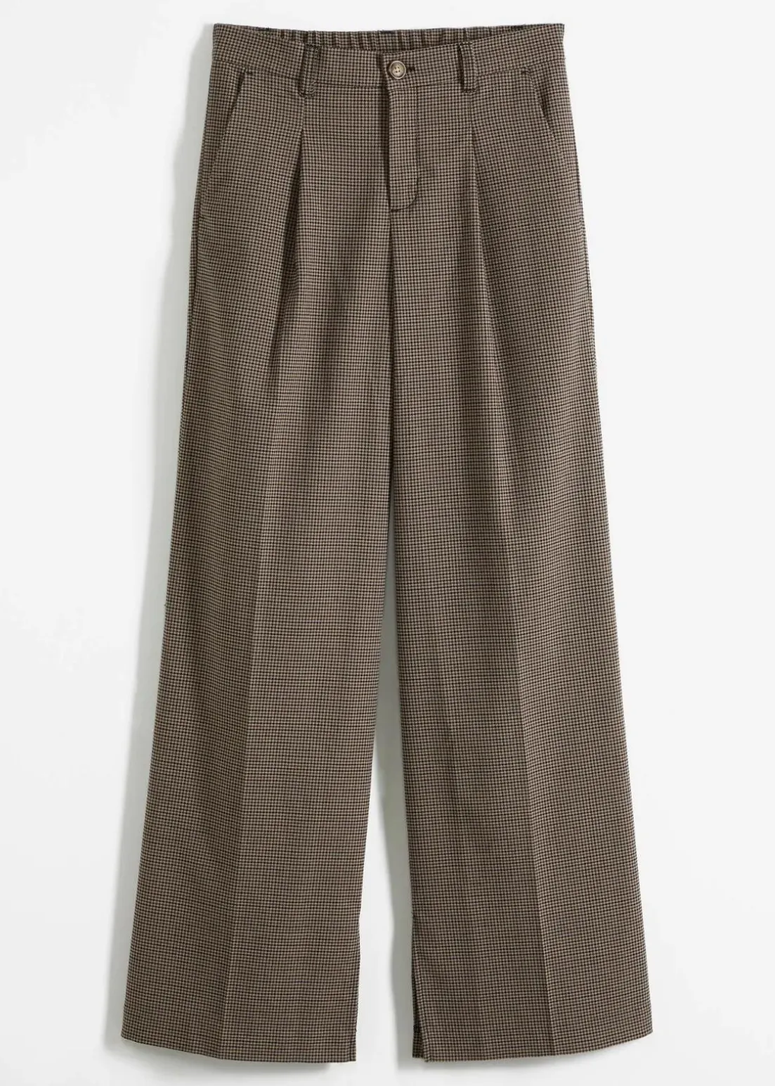 Karierte Bundfaltenhose mit abnehmbarer Kette