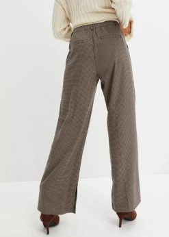 Karierte Bundfaltenhose mit abnehmbarer Kette