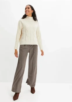 Karierte Bundfaltenhose mit abnehmbarer Kette