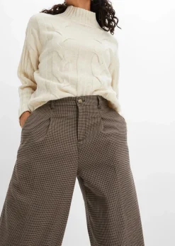 Karierte Bundfaltenhose mit abnehmbarer Kette