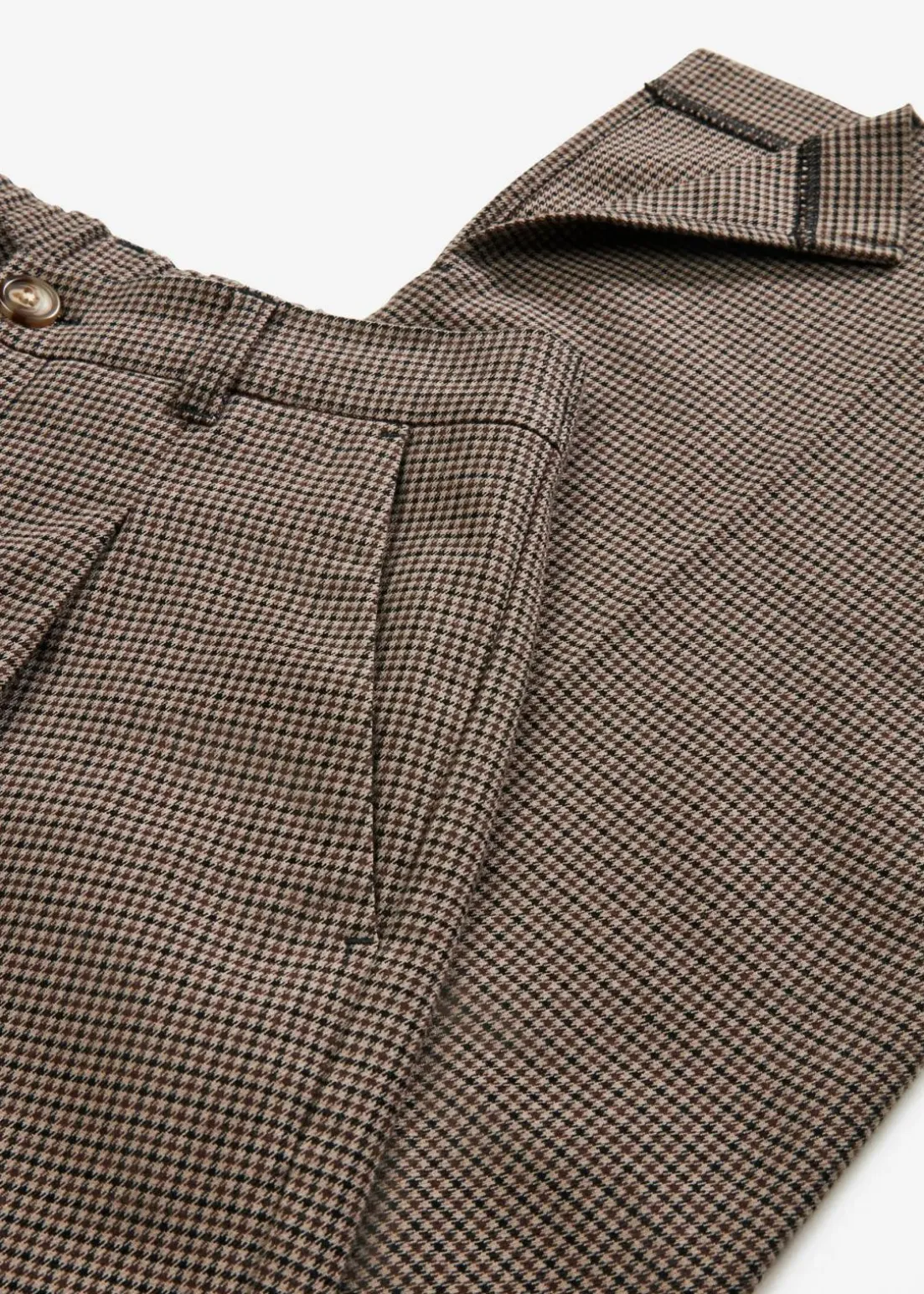 Karierte Bundfaltenhose mit abnehmbarer Kette