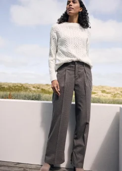 Karierte Bundfaltenhose mit abnehmbarer Kette