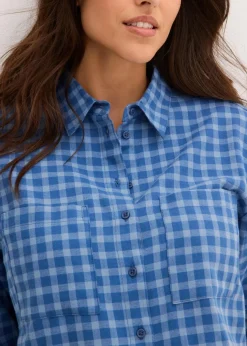 Karierte Hemdbluse aus reiner Baumwolle