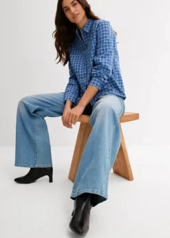 Karierte Hemdbluse aus reiner Baumwolle