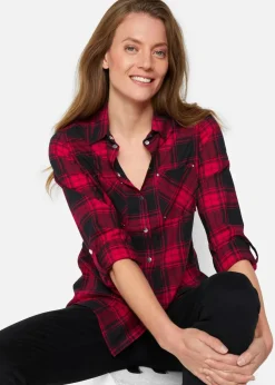 Karierte Hemdbluse aus reiner Baumwolle