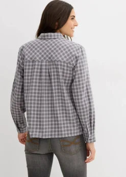 Karierte Hemdbluse aus reiner Baumwolle