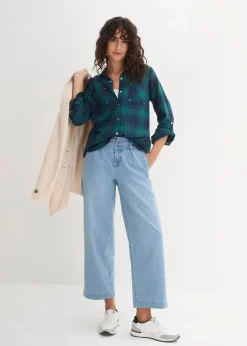 Karierte Hemdbluse aus reiner Baumwolle