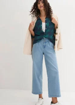 Karierte Hemdbluse aus reiner Baumwolle