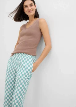 Karierte Marlenehose aus fließender Viskose