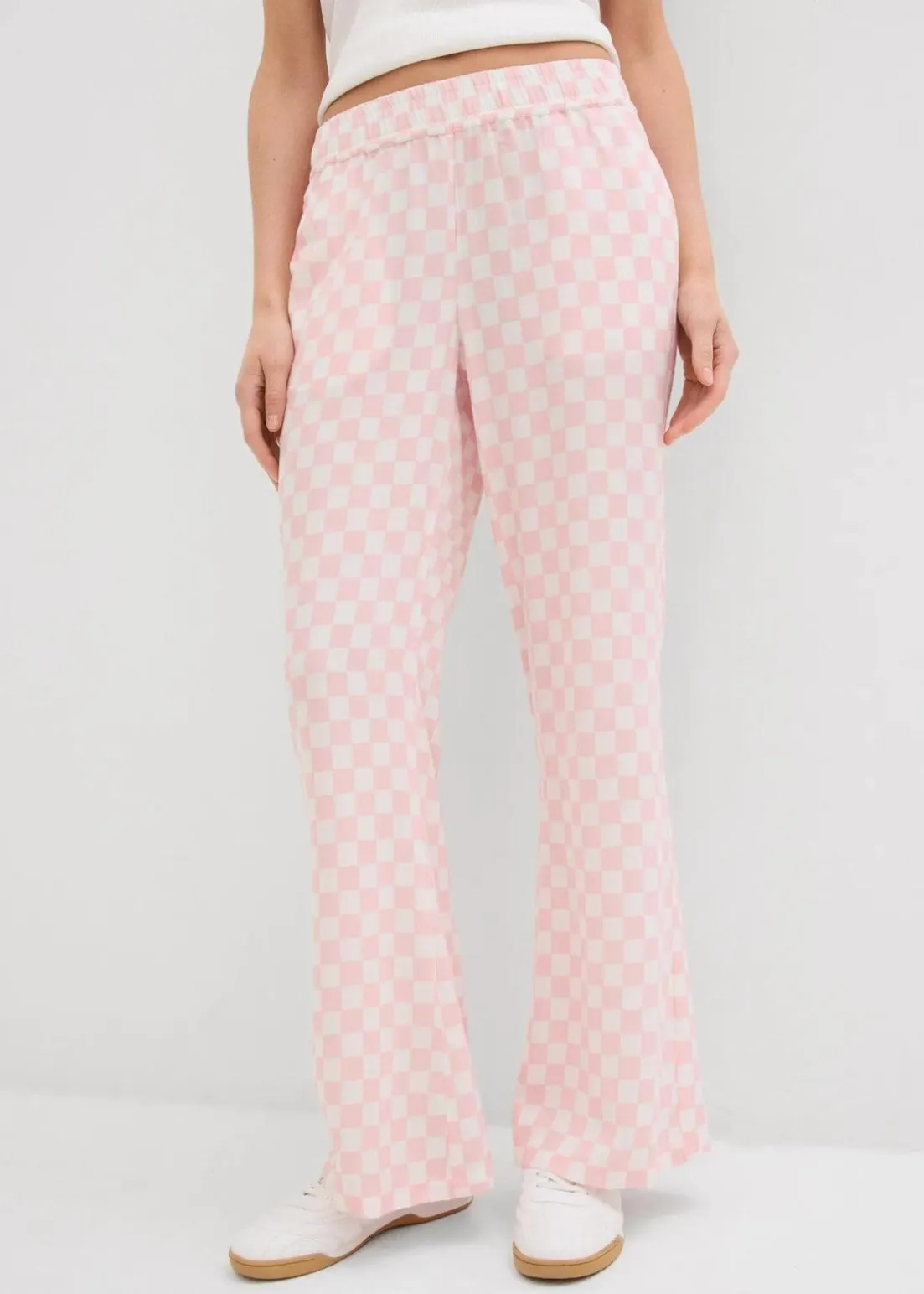 Karierte Marlenehose aus fließender Viskose