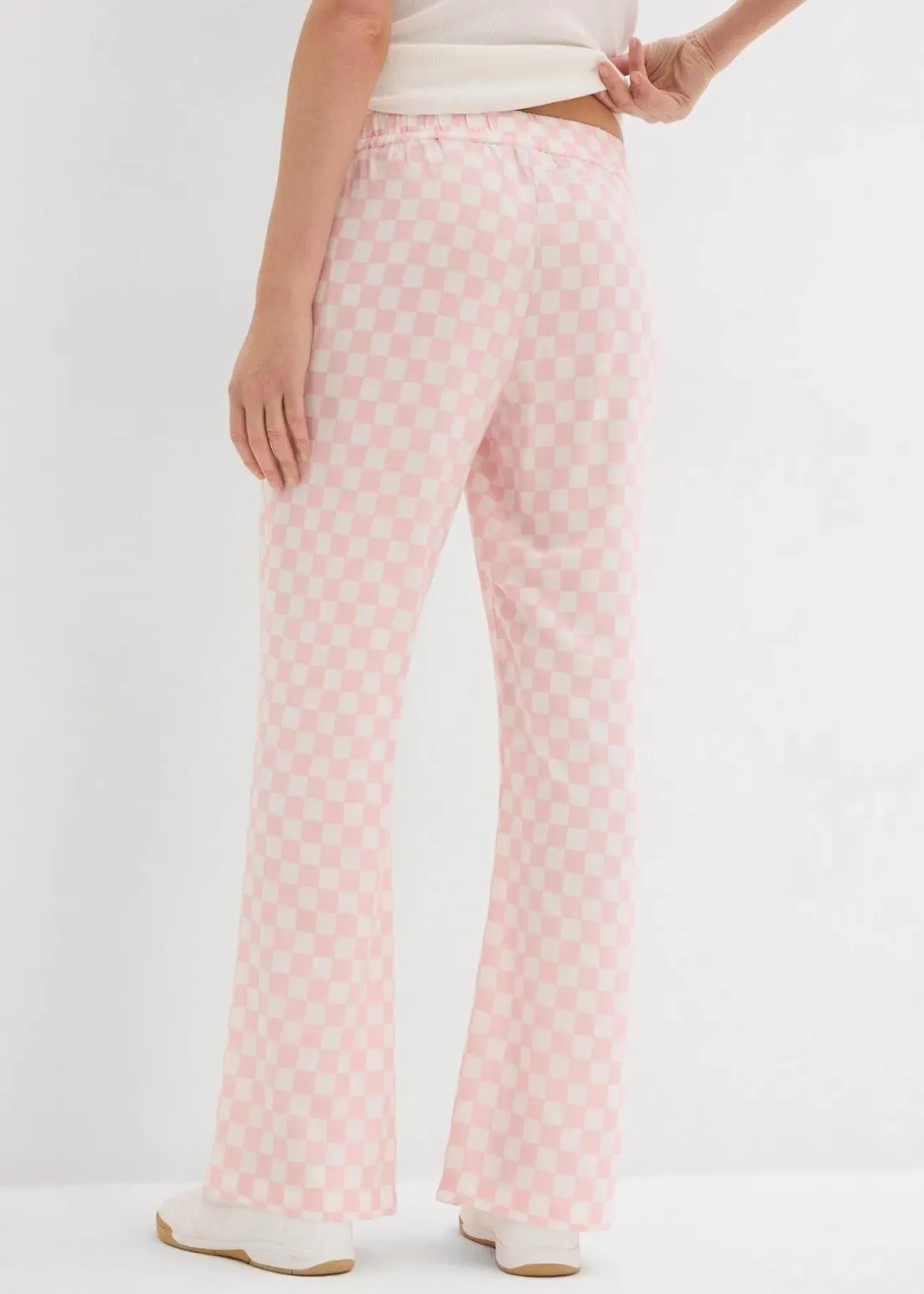 Karierte Marlenehose aus fließender Viskose