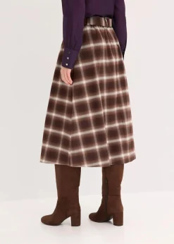 Karo Faltenrock und Gürtel (2-tlg.Set)