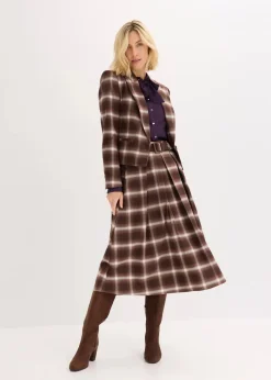 Karo Faltenrock und Gürtel (2-tlg.Set)