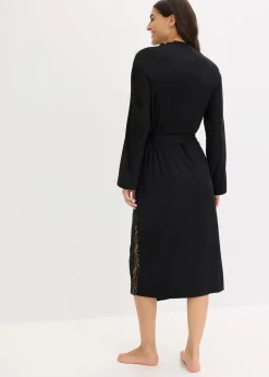 Kimono Morgenmantel mit zarter Glitzerspitze