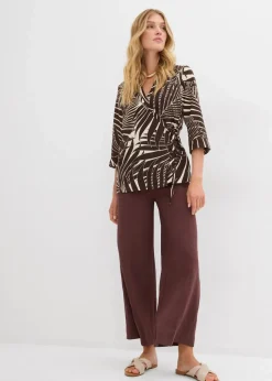 Kimono-Bluse in Leinenoptik