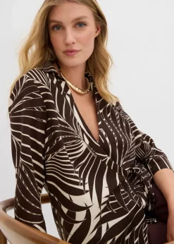 Kimono-Bluse in Leinenoptik