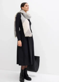 Kleid im Materialmix aus reiner Baumwolle