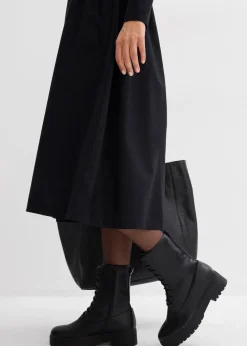 Kleid im Materialmix aus reiner Baumwolle