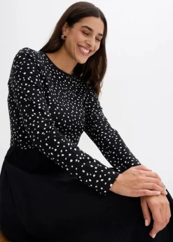 Kleid im Materialmix aus reiner Baumwolle