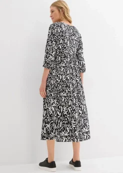 Kleid in Midilänge aus fließender Viskose