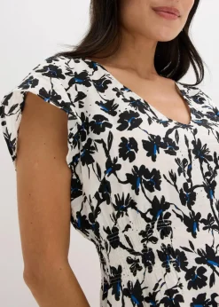 Kleid mit Flügelärmeln aus strukturiertem Material