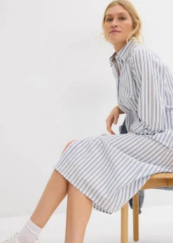 Kleid mit Hemdkragen aus reiner Baumwolle