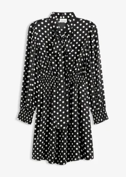 Kleid mit Schluppenkragen aus fließendem Satin