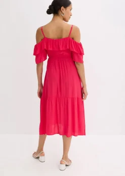 Kleid mit Volants aus strukturierter Viskose