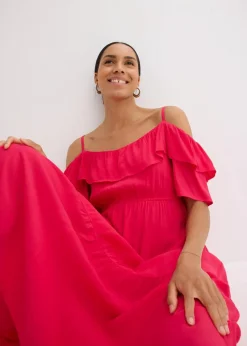 Kleid mit Volants aus strukturierter Viskose