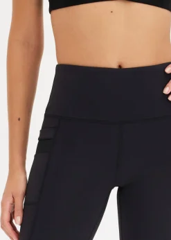 Komfort-Sport-Leggings mit transparentem Mesh und Handytasche