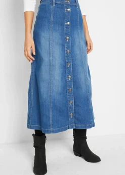 Komfort-Stretch-Jeansrock, Midi-Länge