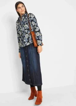 Komfort-Stretch-Jeansrock, Midi-Länge